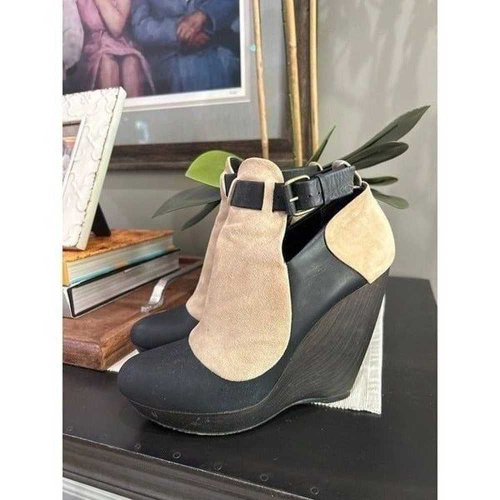 Balenciaga Leather Ankle Boots Beige Black Womens… - image 2