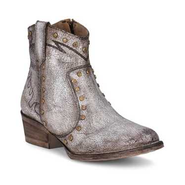 Corral Metallic Studded Distressed Leather Ankle … - image 1