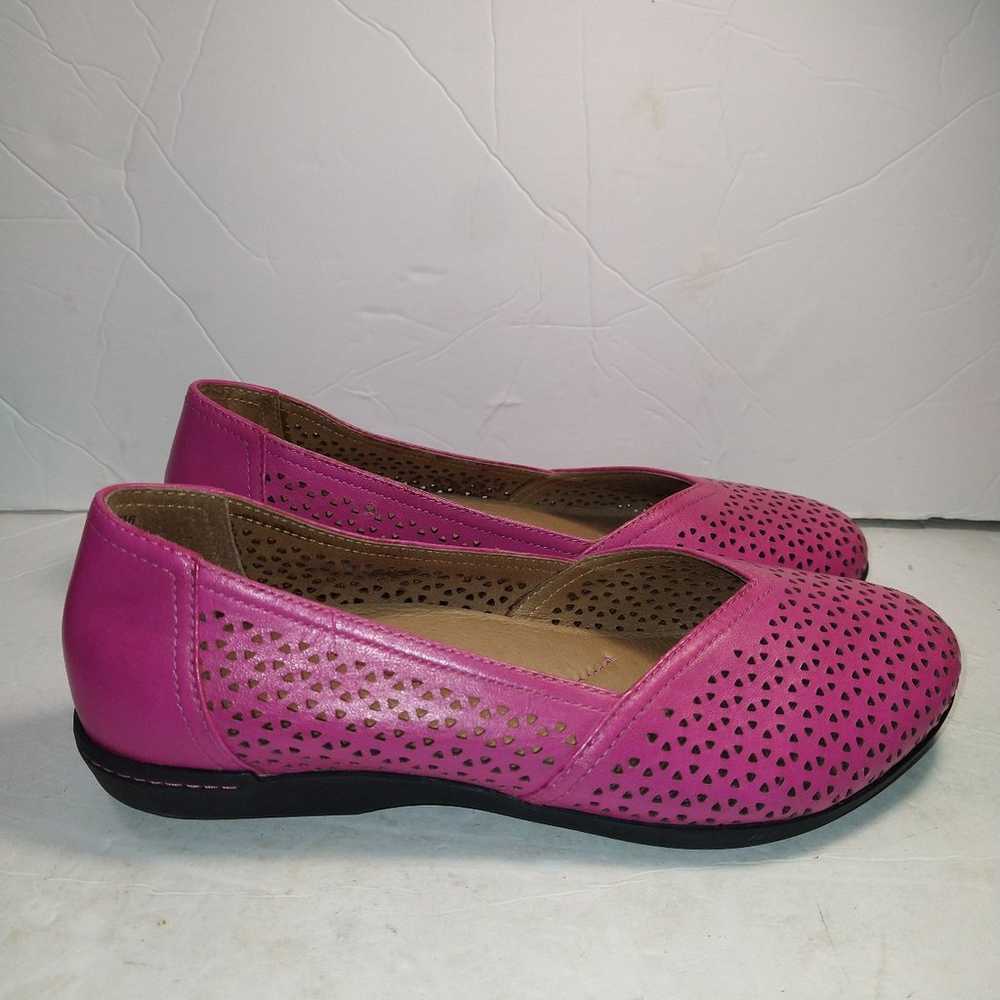 Dansko Neely Fuchsia Pink Leather Perforated Flat… - image 1