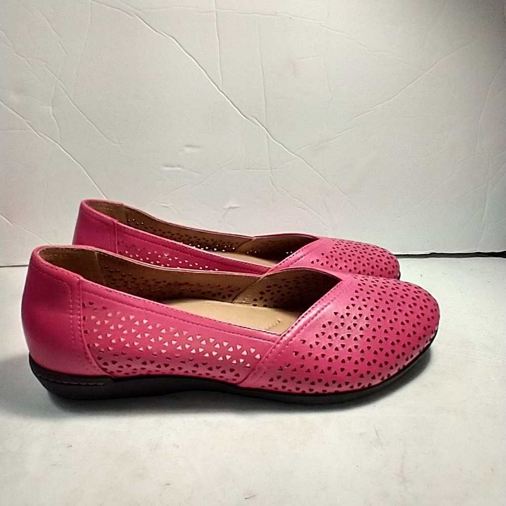 Dansko Neely Fuchsia Pink Leather Perforated Flat… - image 2