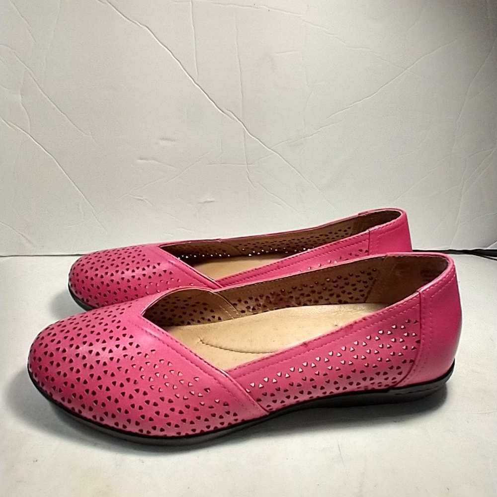 Dansko Neely Fuchsia Pink Leather Perforated Flat… - image 4