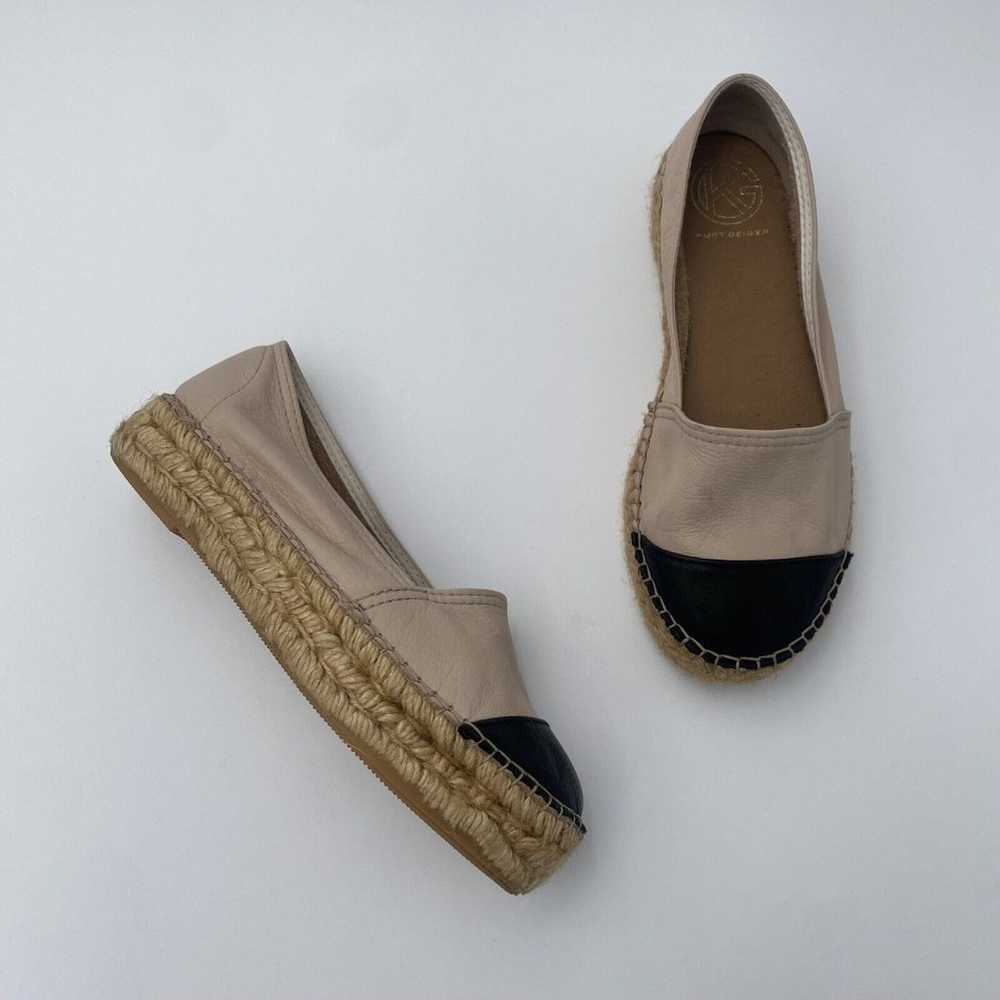 Kurt Geiger Leather Tan & Black Espadrilles Jute … - image 1