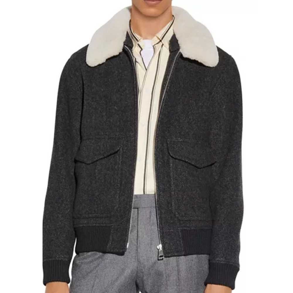 Sandro Sandro Chevron Wool Aviator Jacket - image 1