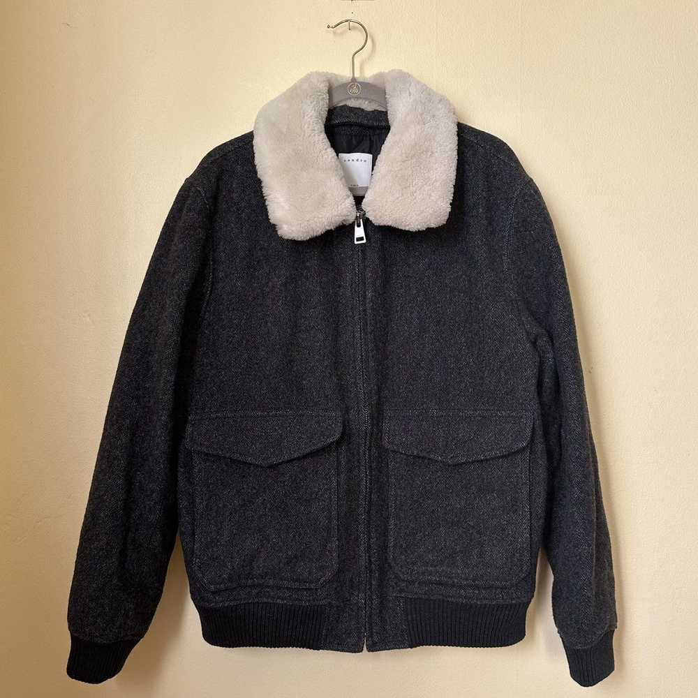 Sandro Sandro Chevron Wool Aviator Jacket - image 2