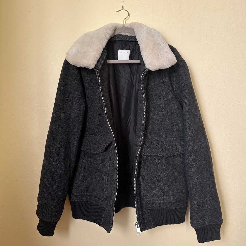 Sandro Sandro Chevron Wool Aviator Jacket - image 3