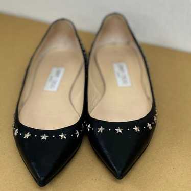 Jimmy Choo Black Star-shaped Studs Flats