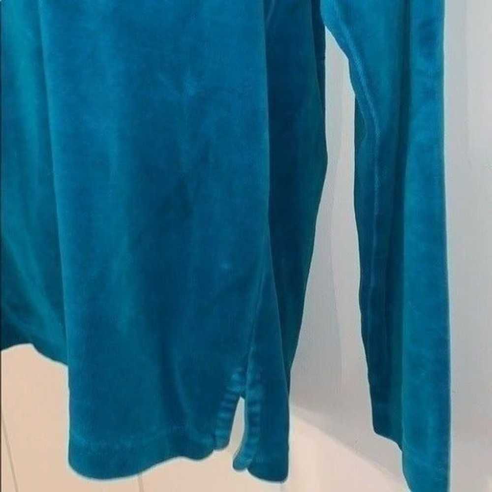 Vtg 80s Catalina turquoise velour long sleeved top - image 3