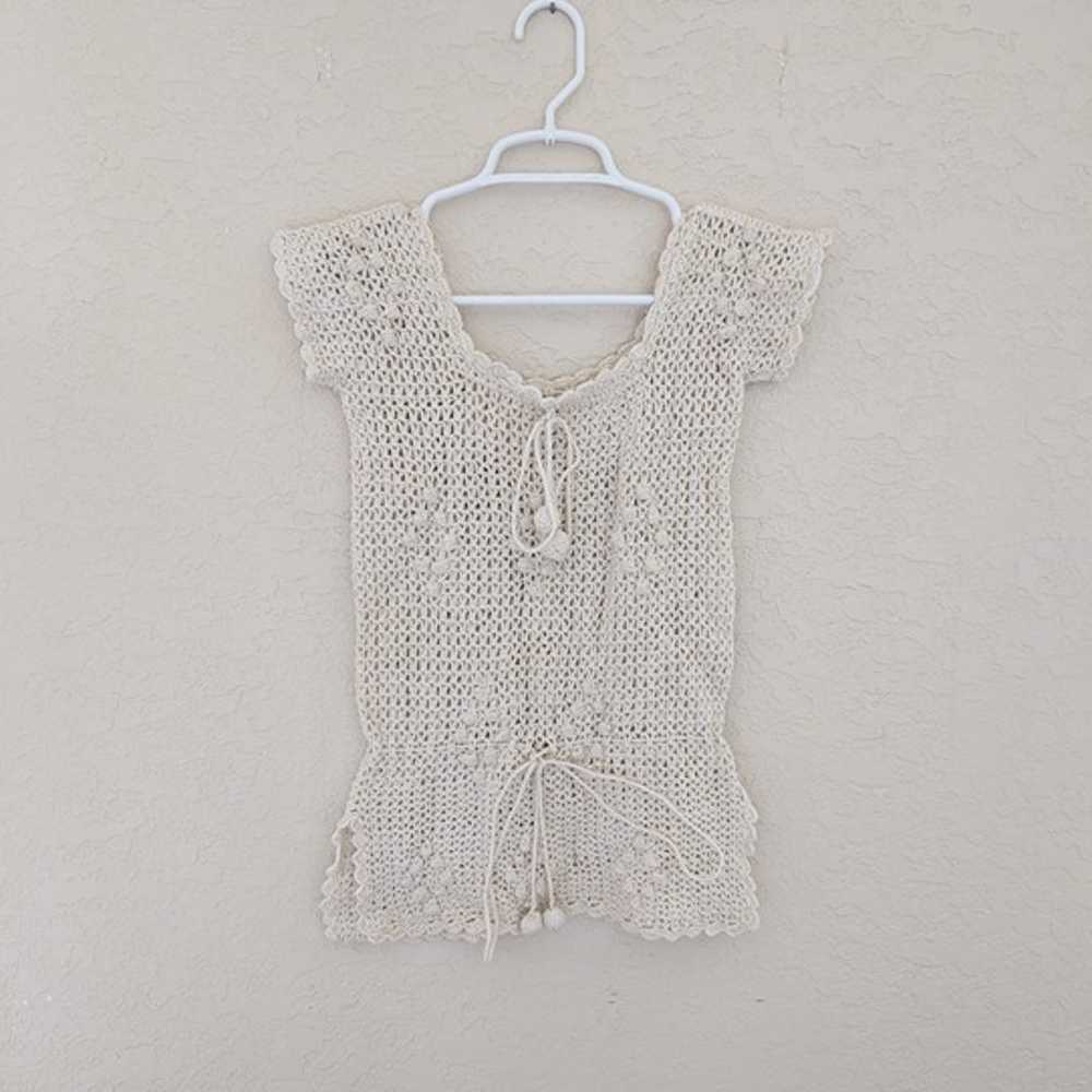 Vintage Flair 100% Cotton Crochet Top Boho Hippie… - image 1