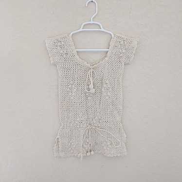 Vintage Flair 100% Cotton Crochet Top Boho Hippie… - image 1