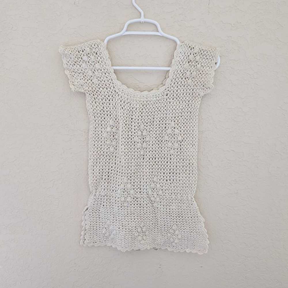 Vintage Flair 100% Cotton Crochet Top Boho Hippie… - image 5