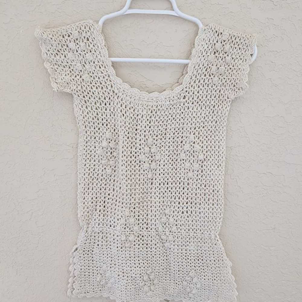 Vintage Flair 100% Cotton Crochet Top Boho Hippie… - image 6