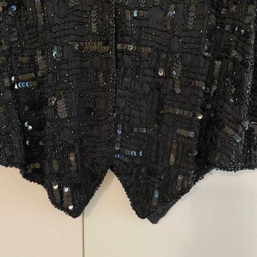 RACHINA Vintage Black Sequin/Beaded Vest - image 2