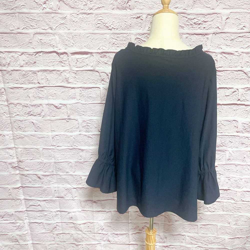 No-Brand Puff Sleeve Top Large Size 5L Navy Gathe… - image 5