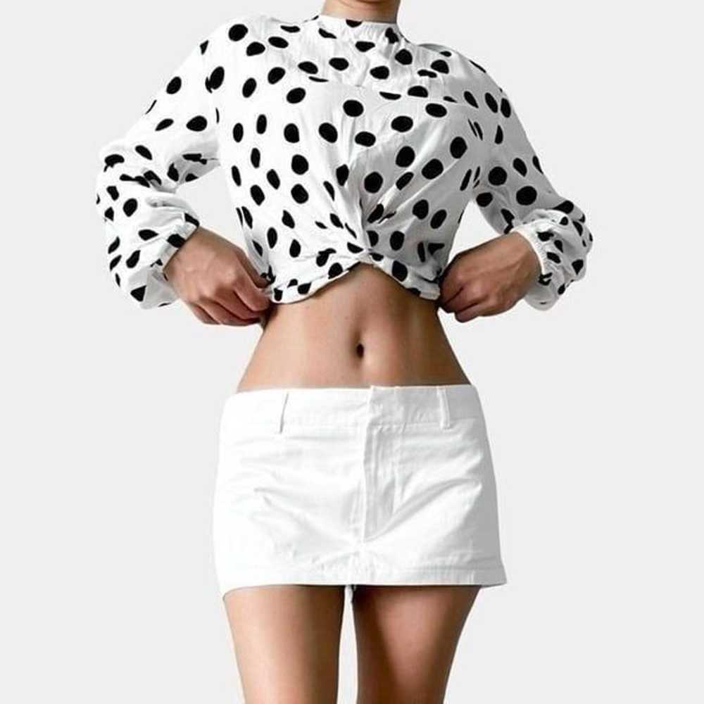 Bershka White Black Polka Dot Long Puffy Sleeve P… - image 1