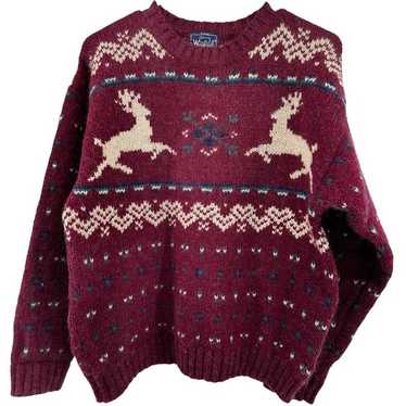 VTG Woolrich Fair Isle Sweater 80s Crew Neck Rein… - image 1