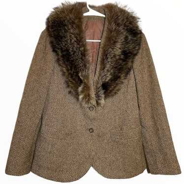 Lillie Rubin Blazer Faux Fur Collar Penny Lane Tw… - image 1