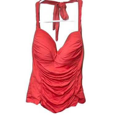 La Blanca ruched red tankini halter neck tankini