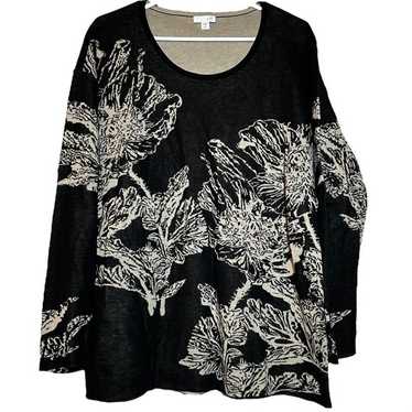 J. Jill Floral Lightweight Sweater Scoop Neck Ove… - image 1