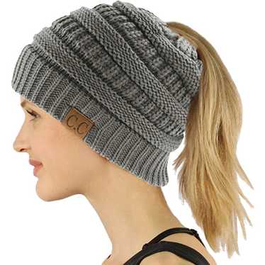 C.C Exclusives Soft Stretch Cable Knit Messy Bun … - image 1