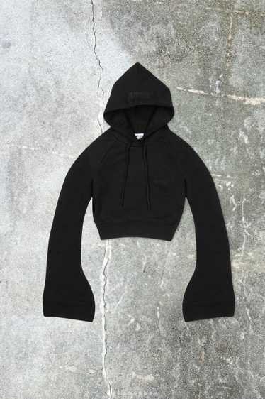 VETEMENTS BLACK FLARED SLEEVE CROPPED HOODIE