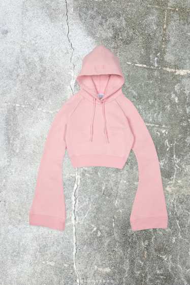 VETEMENTS PINK FLARED SLEEVE CROPPED HOODIE