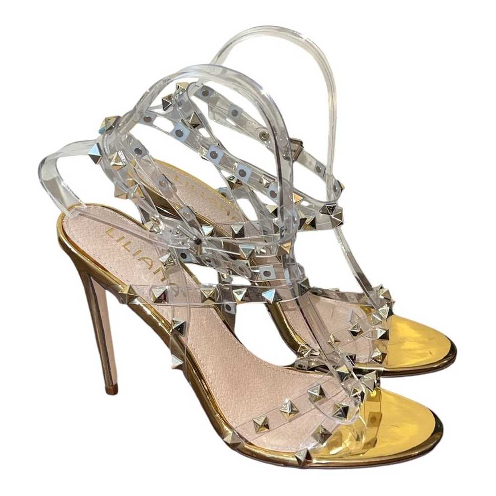 Women's Liliana Gold Clear Strappy Heels Size 8 - image 1