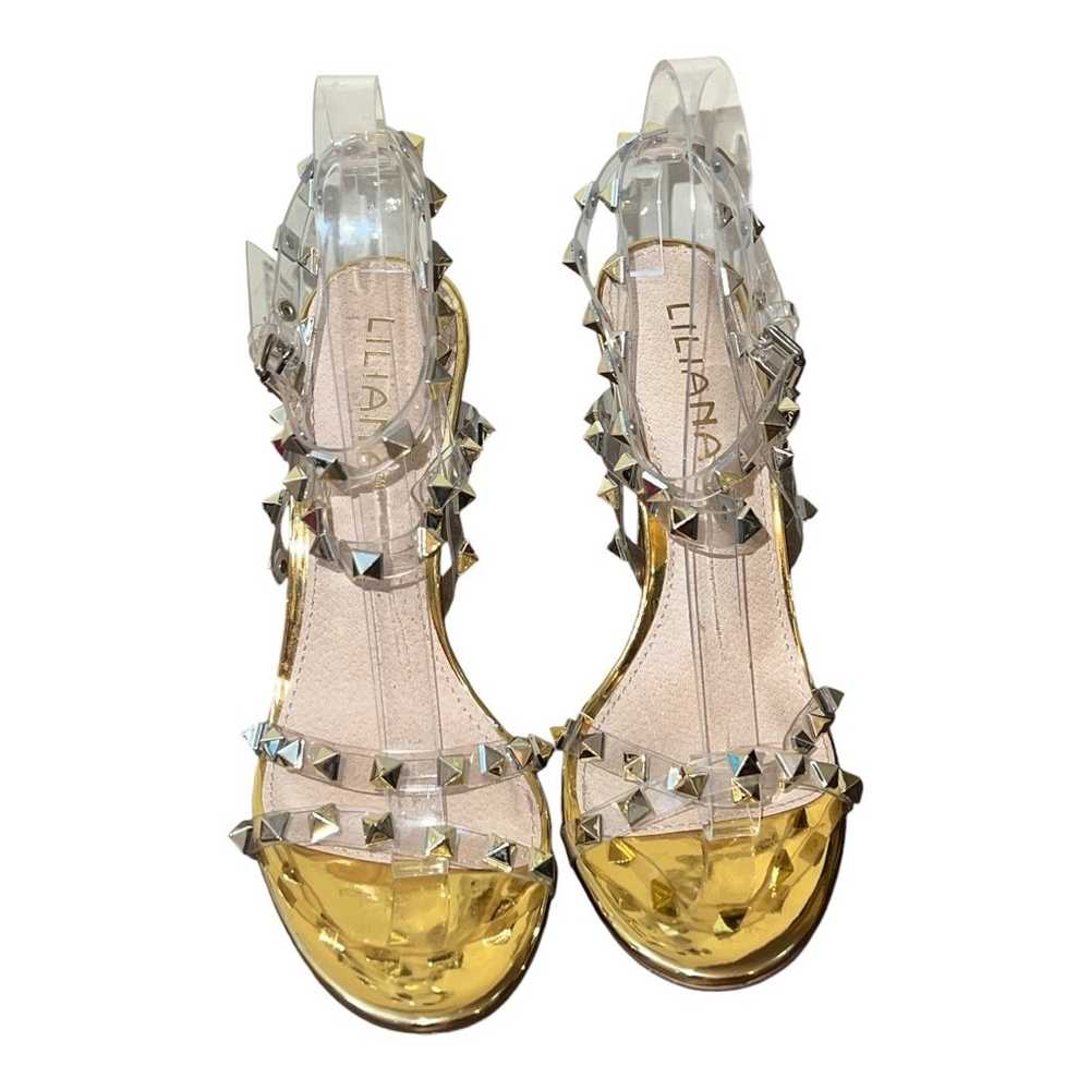 Women's Liliana Gold Clear Strappy Heels Size 8 - image 3