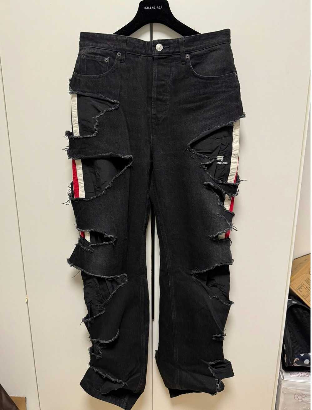 BALENCIAGA Balenciag ripped straight-leg jeans bl… - image 1