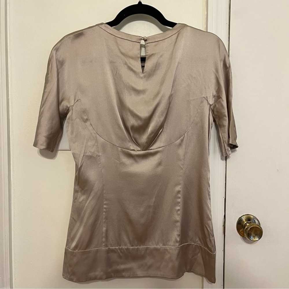 BCBGMaxAzria Taupe/Grey Silk Pleated Top - image 5