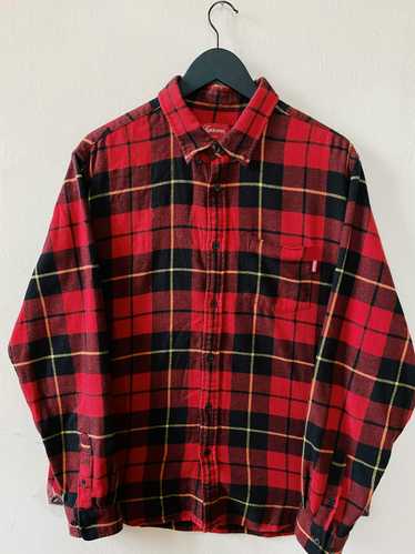 Supreme Tartan Longsleeve Flannel Shirt Red / Bla… - image 1