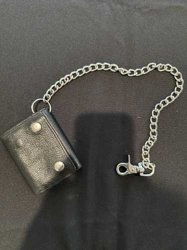 Leather Black genuine leather wallet with Chain