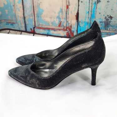 Stuart Weitzman Black Metallic Pumps High Heels