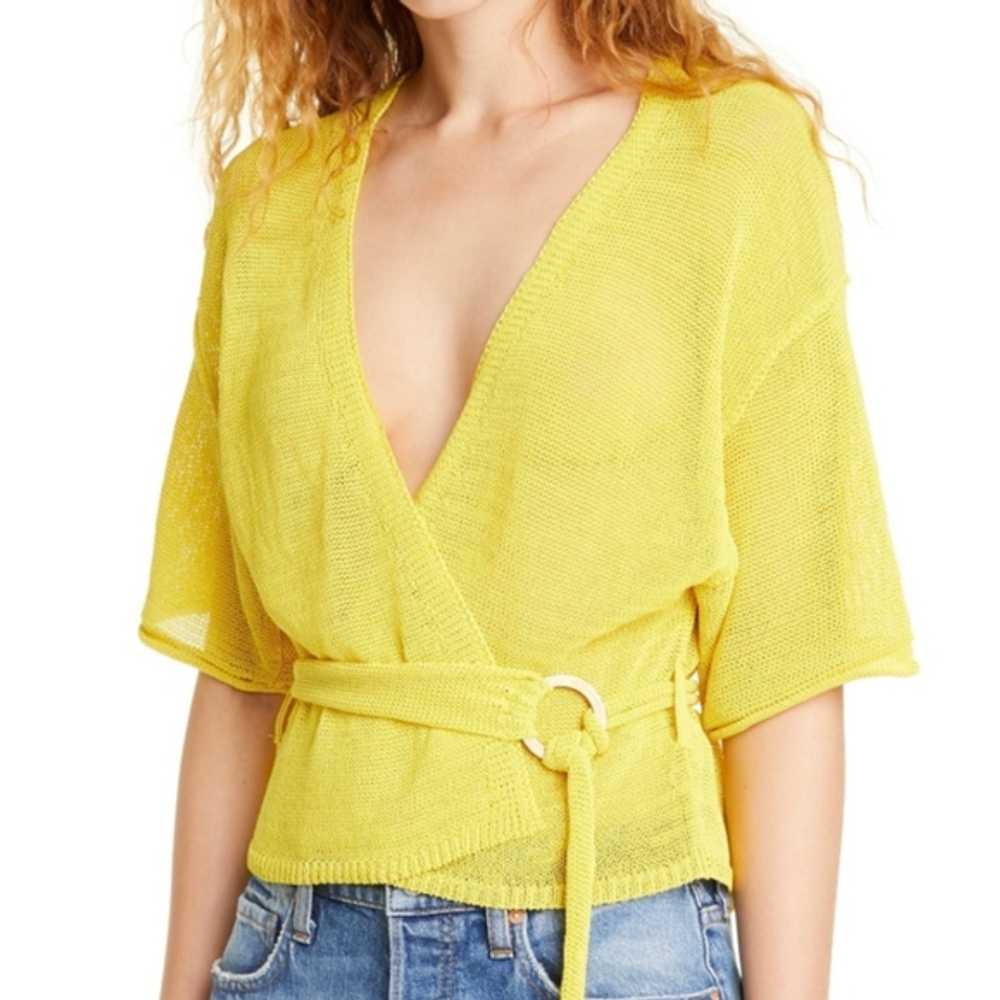 NWT Free People Hello Yellow Belted Knit Cardigan… - image 1