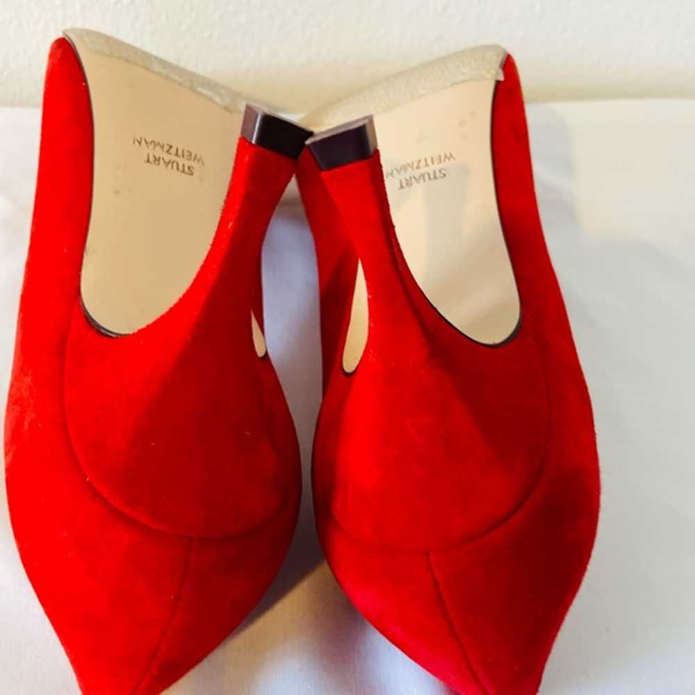 Stuart Weitzman lipstick Red Suede heels - image 4