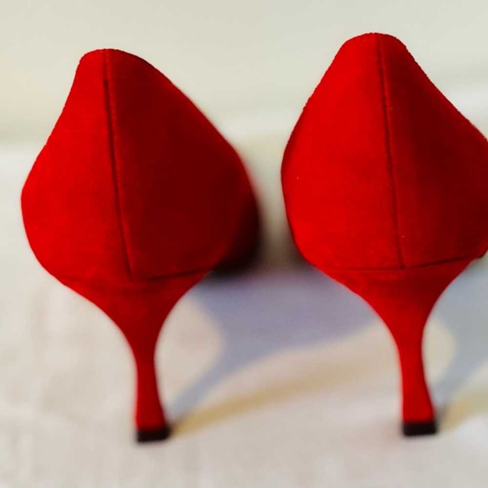 Stuart Weitzman lipstick Red Suede heels - image 8