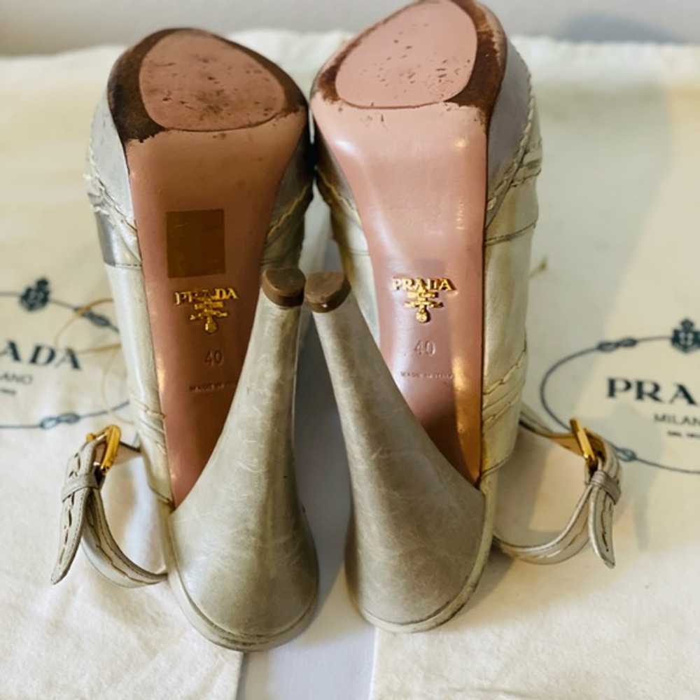 Prada Platform Shoes Women's Size 40 EU Taupe Lea… - image 11