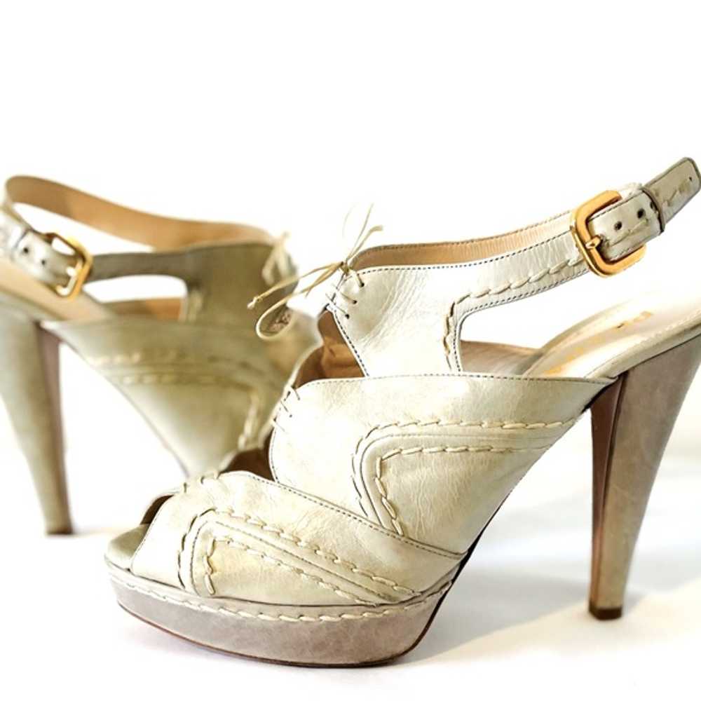 Prada Platform Shoes Women's Size 40 EU Taupe Lea… - image 1