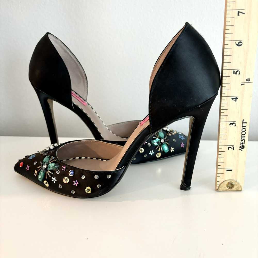 Betsey Johnson Mayson Heels Sz 8.5 Black Satin Je… - image 10