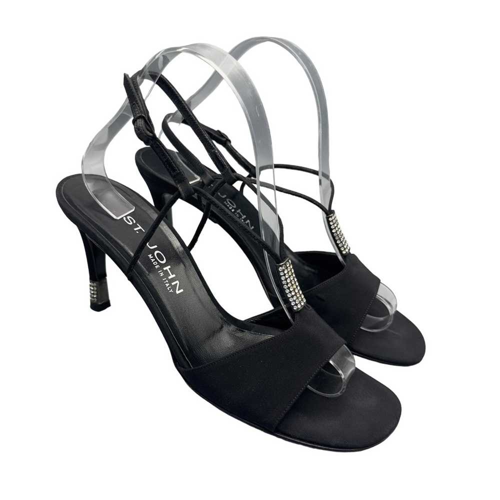 St John Black Slingback Open Toe Strappy Embellis… - image 3