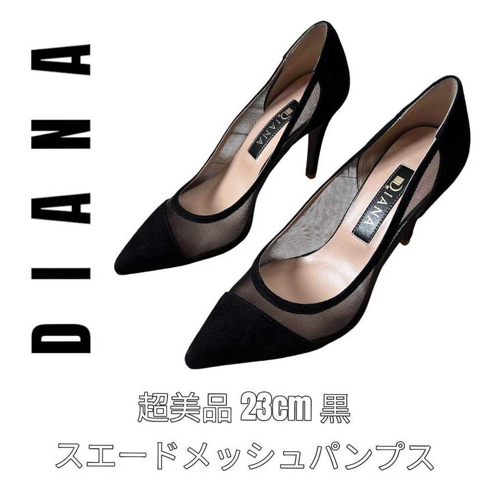 DIANA 23cm Black Suede Mesh High Heel Pumps - image 1