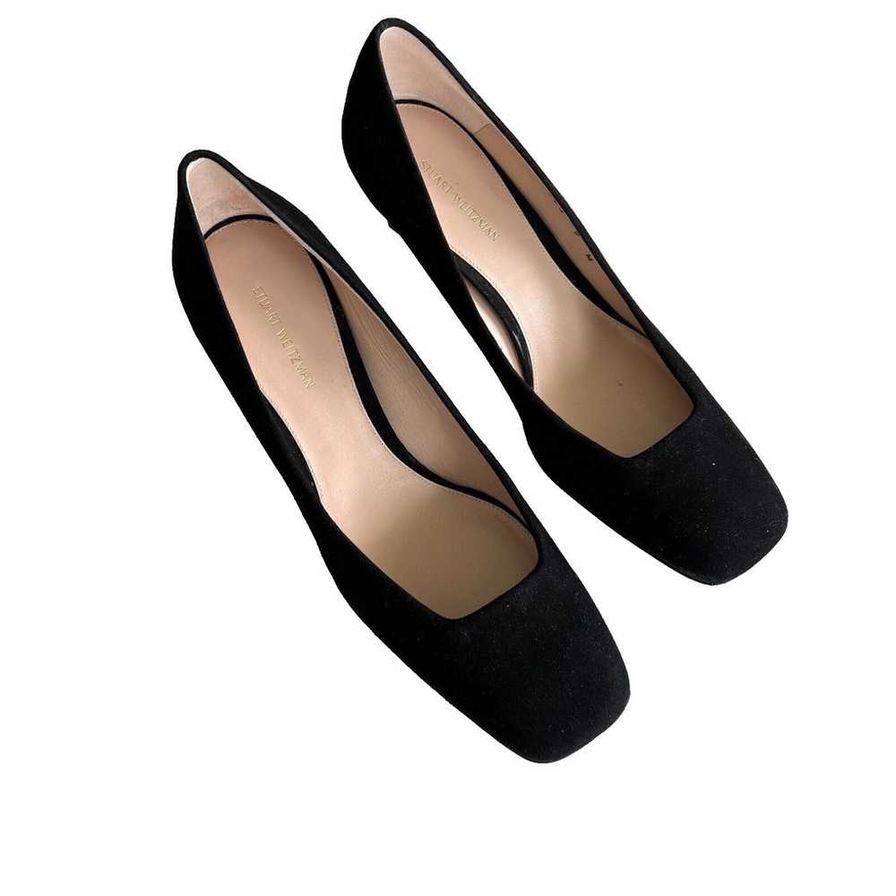 Stuart Weitzman Chelsea Square Toe Pump, Black Su… - image 1