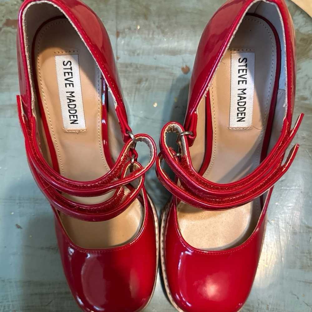 Steve Madden Red Mary Jane’s Size 7.5 - image 2