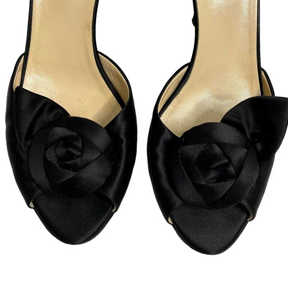 PRADA Womens Black Satin Rose Pumps Heels Size 40… - image 4