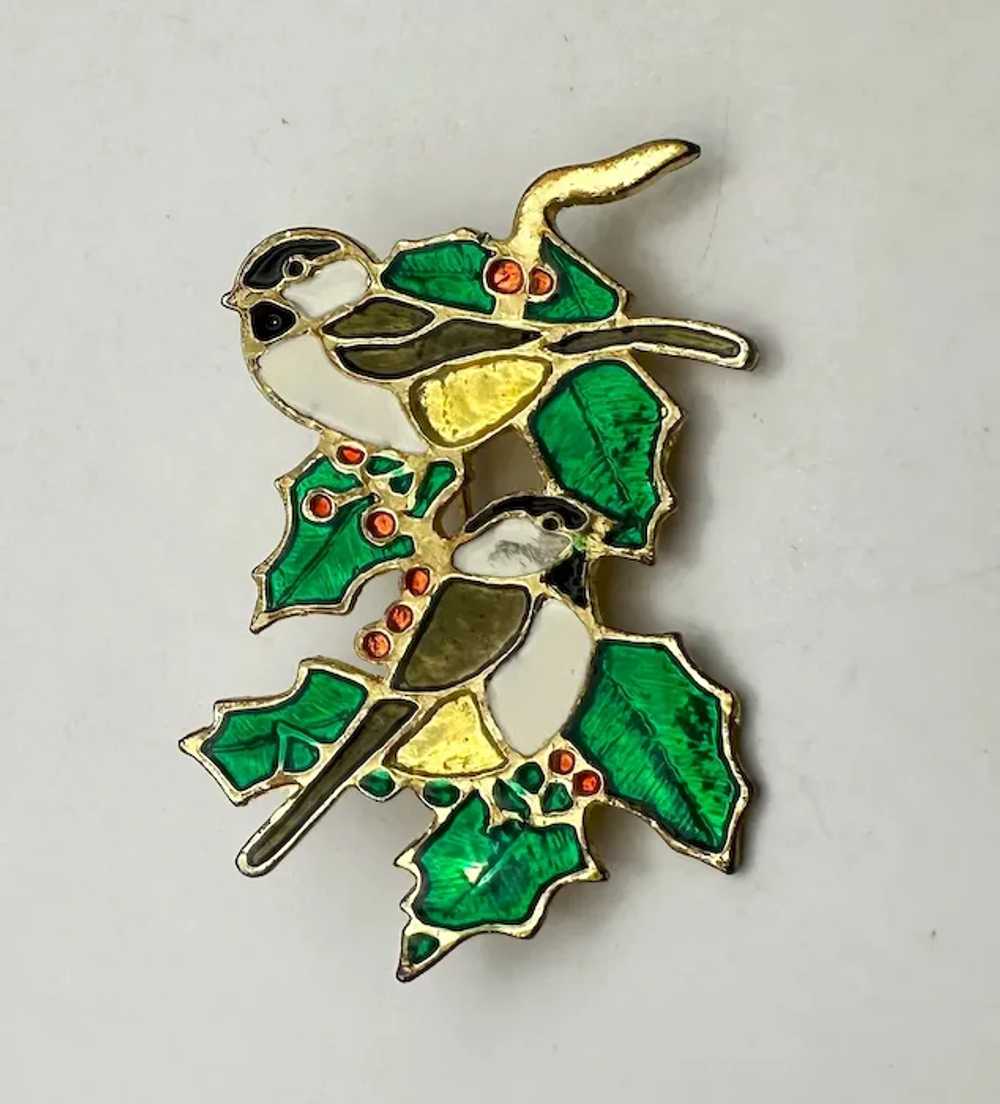 Black, White and Goldtone Birds Sitting on Green … - image 2