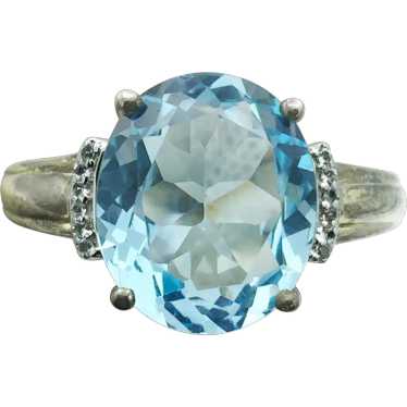 Sterling Silver Glacier Blue and White Topaz Ring