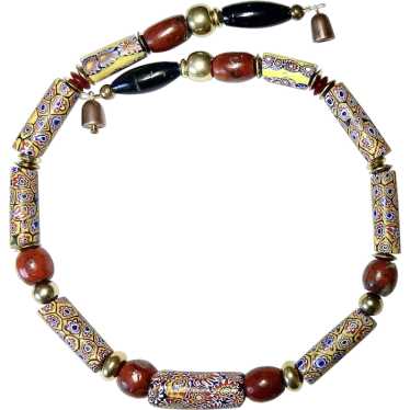 Old African Venetian Millefiori Glass Bead Necklac