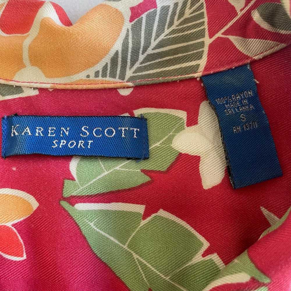 Vintage 90s Karen Scott Sport Red Hawaiian button… - image 3