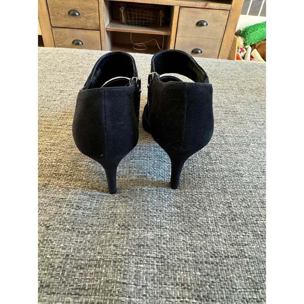 Black Trina Turk Suede Zip Up Heels Size 6 - image 7