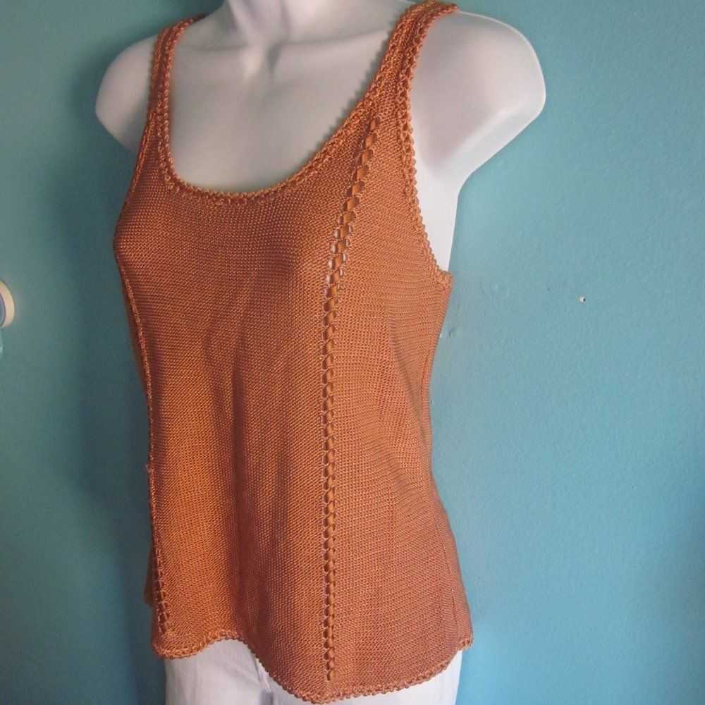 Handmade Orange Knit Tank Size L Guadalupe Carden… - image 11