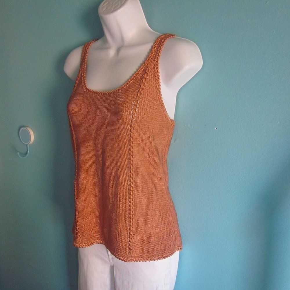 Handmade Orange Knit Tank Size L Guadalupe Carden… - image 3